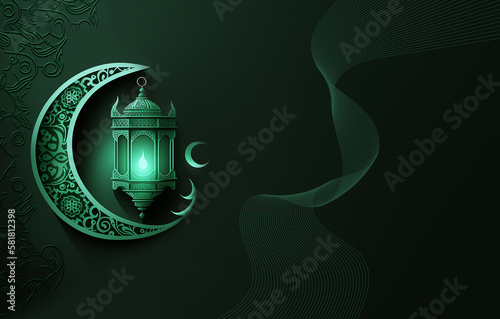 Ramadan Kareem 3d lamp Image for  social media banner design Generative AI Design