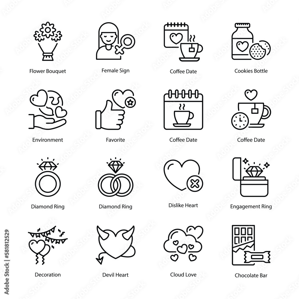 Love vector outline icon style illustration. EPS 10 File Set 4 Love vector outline icon style illustration. EPS 10 File Set 4