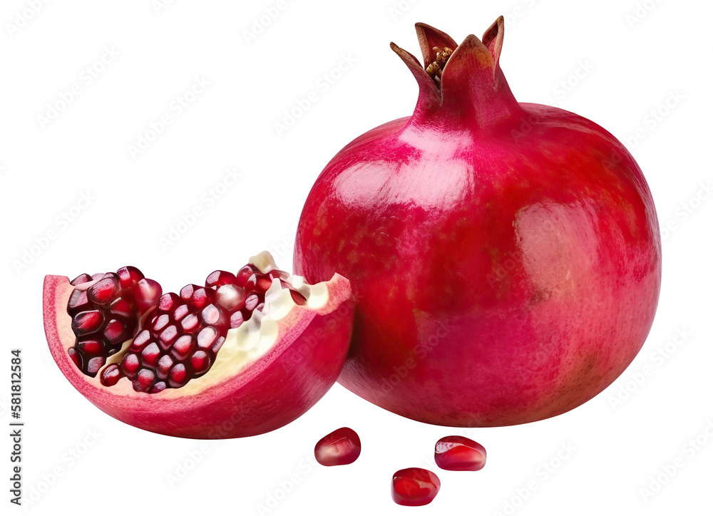 Delicious pomegranate fruit cut out. Based on Generative AI Delicious pomegranate fruit cut out. Based on Generative AI