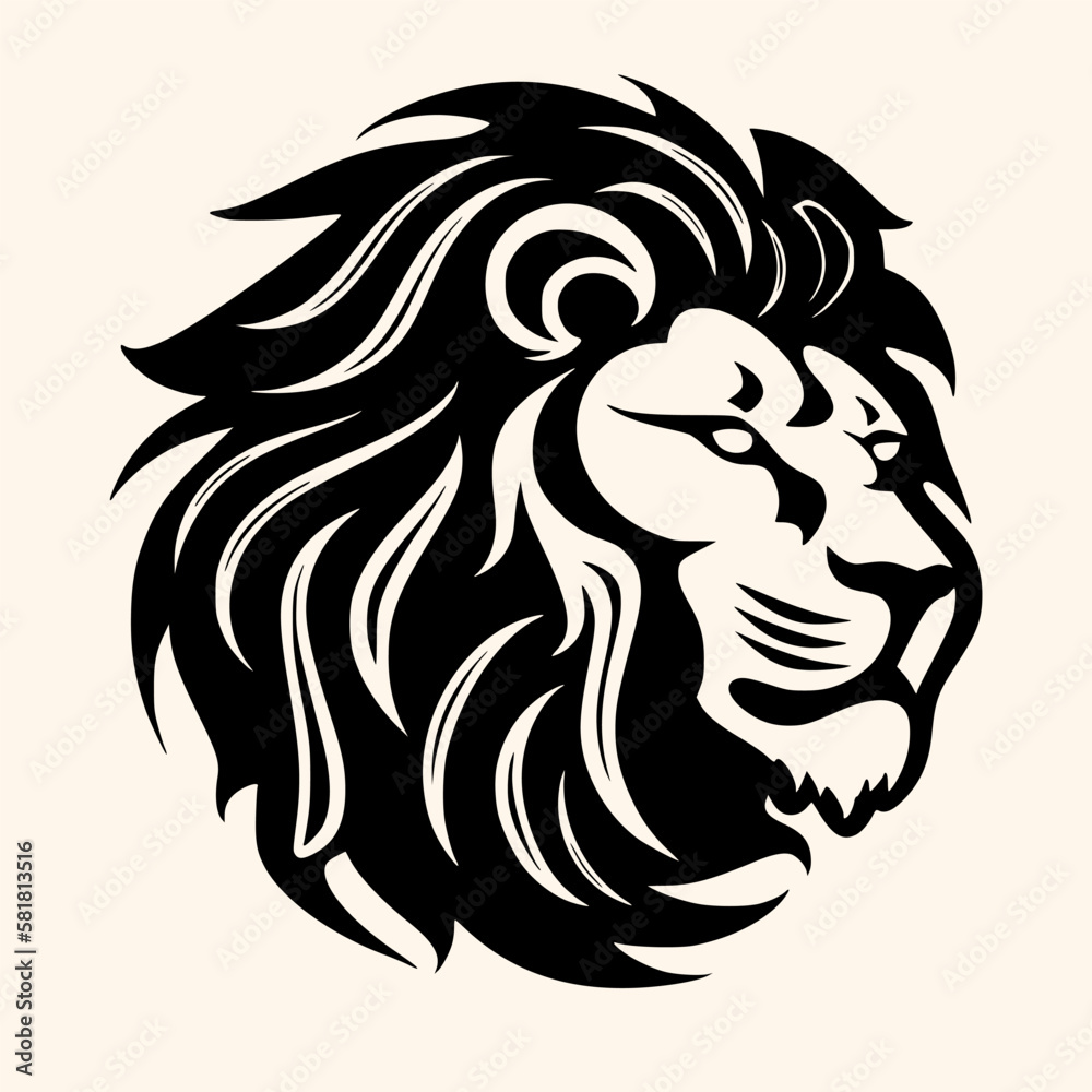 Lion head vector for logo or icon, drawing Elegant minimalist style Illustration