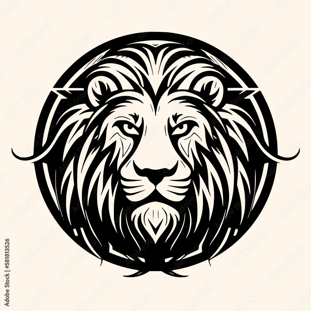 Fototapeta premium Lion head vector for logo or icon, drawing Elegant minimalist style Illustration