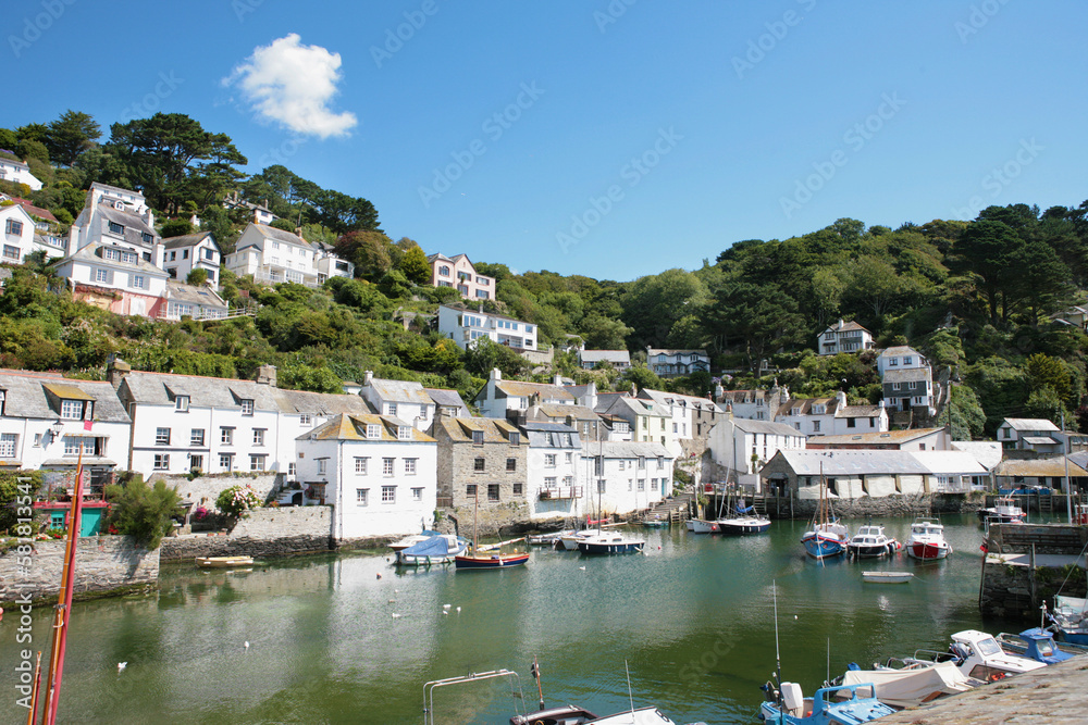 The inner harbour at the picturesque fishhing village of Polperro, Cornwall, UK