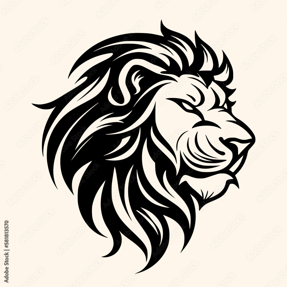 Lion head vector for logo or icon, drawing Elegant minimalist style Illustration