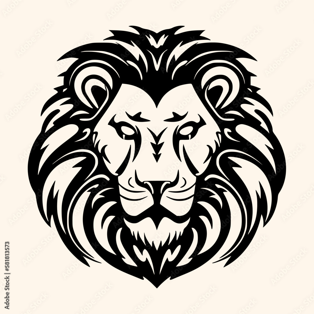 Lion head vector for logo or icon, drawing Elegant minimalist style Illustration