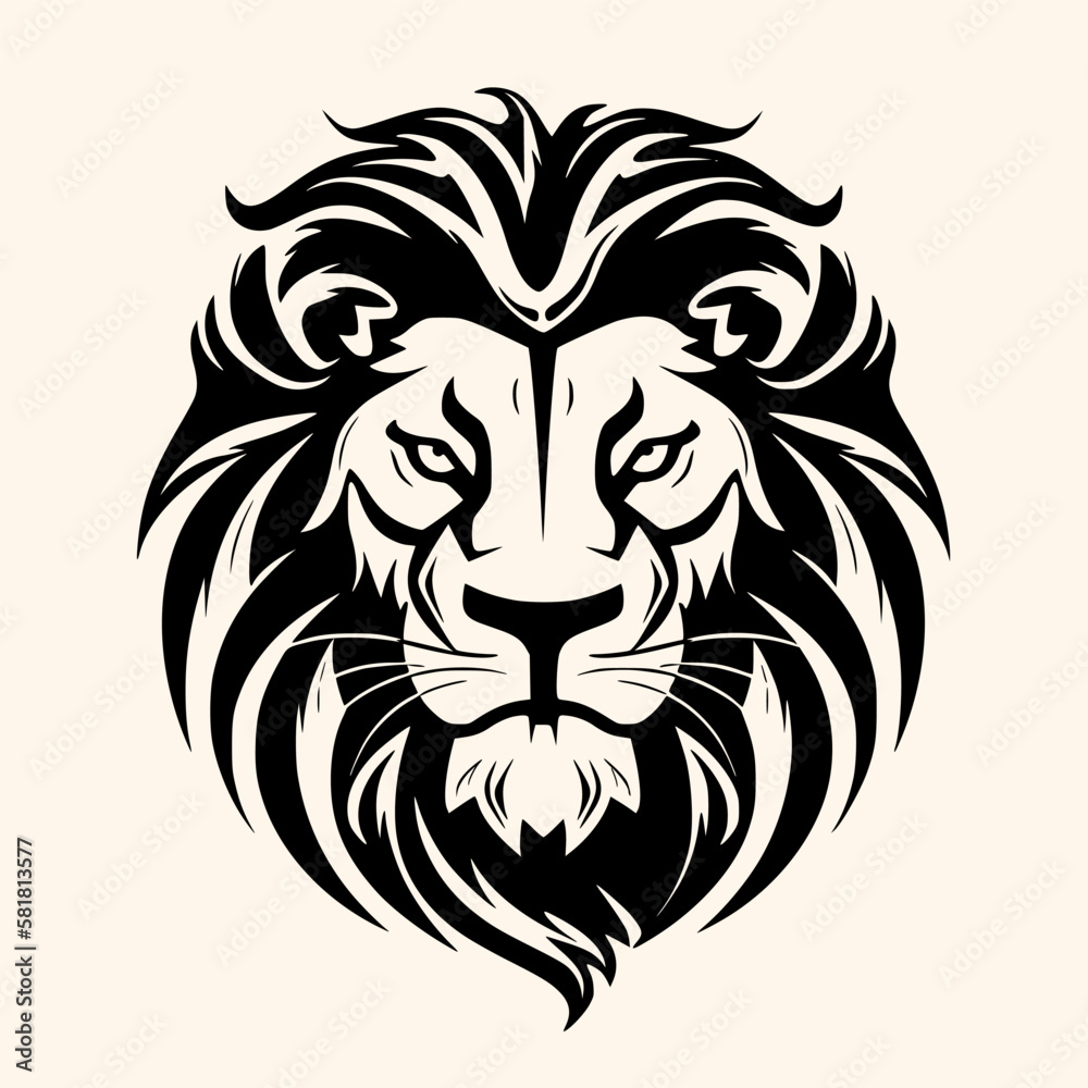 Lion head vector for logo or icon, drawing Elegant minimalist style Illustration