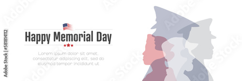 Happy Memorial Day banner. Card with place for text.