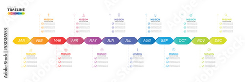 infographic Project timeline graph for 12 months modern diagram calendar, presentation vector infographic.