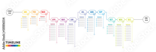 infographic Project timeline graph for 12 months modern diagram calendar, presentation vector infographic.