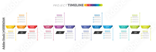 infographic Project timeline graph for 12 months modern diagram calendar, presentation vector infographic. © iMAiinfographic