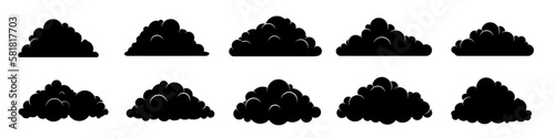 Cloud silhouette. Smoke icon. Cloud vector set.