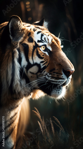 Portrait of a bengal tiger. Beautiful wild animal and family photos, wallpaper, poster created with help of generative ai.  © Zenturio Designs