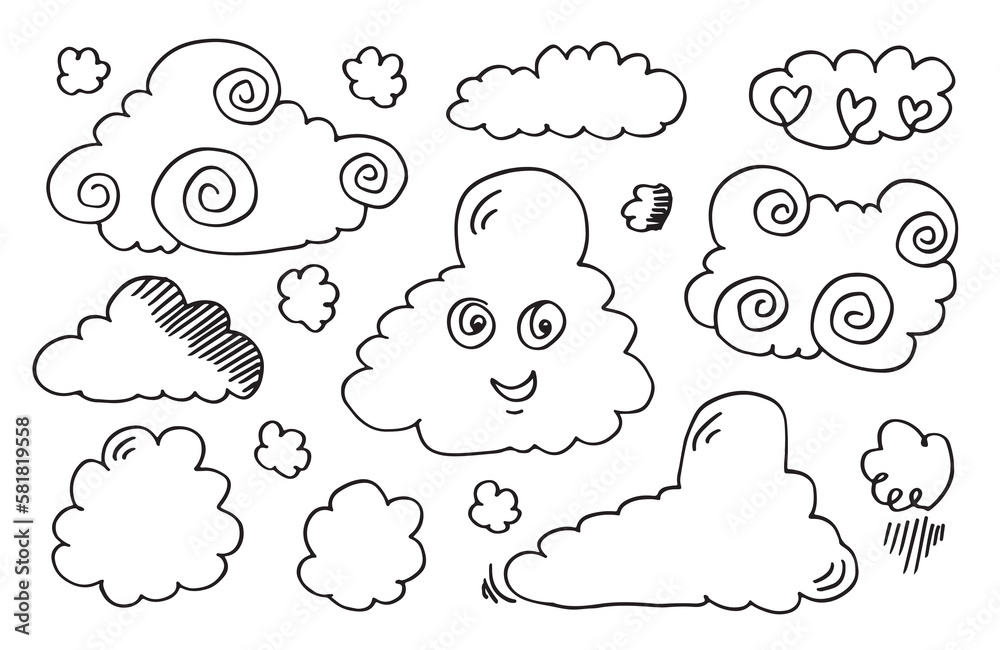 Hand drawn clouds collection. Flat style vector illustration. Hand drawn clouds collection. Flat style vector illustration.