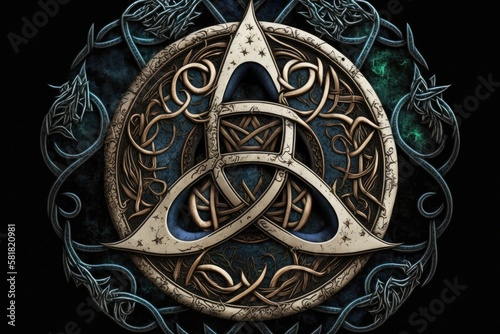 Symbol for a triple moon. Wiccan and pagan symbols. Generative AI