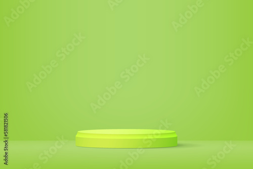 3D Podium Showcase Green Lemon Pastel Color Design. Vector illustration. Eps10 