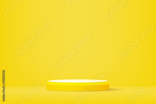 3D Podium Showcase Yellow Pastel Color Design. Vector illustration. Eps10 