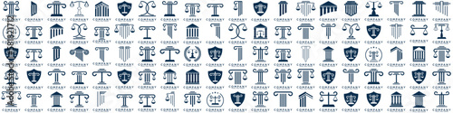 Simple elegant law firm logo collection , justice logo set , blue and white background