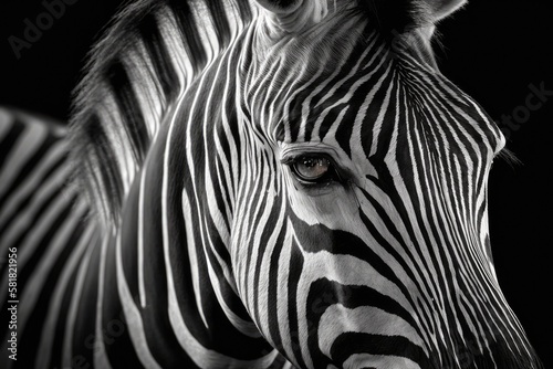 Gorgeous Black And White Zebra Face. Generative AI
