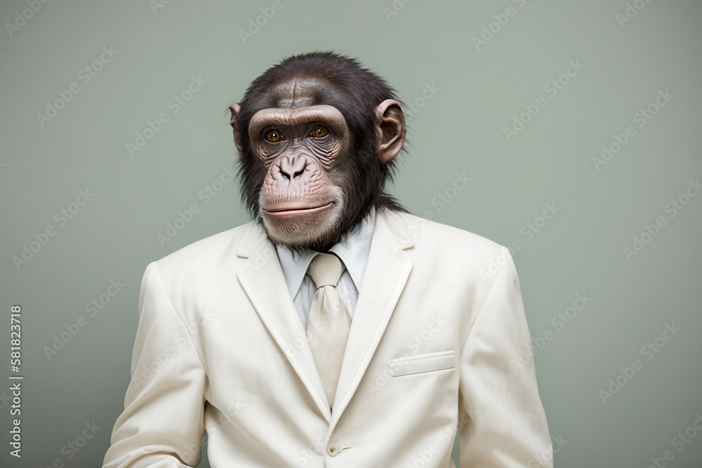 The chimpanzee in a business suit: a smart and social executive. Generative AI The chimpanzee in a business suit: a smart and social executive. Generative AI