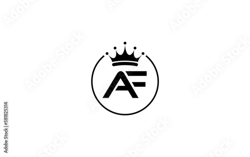 Golden crown logo art and crown symbol design by letter AF