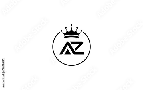 Golden crown logo art and crown symbol design by letter AZ