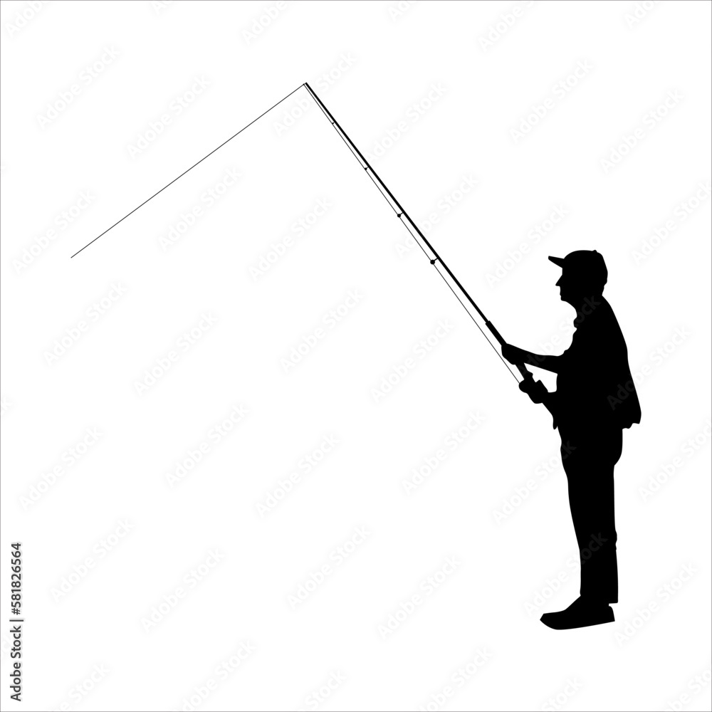 silhouette vector design of man fishing silhouette vector design of man fishing
