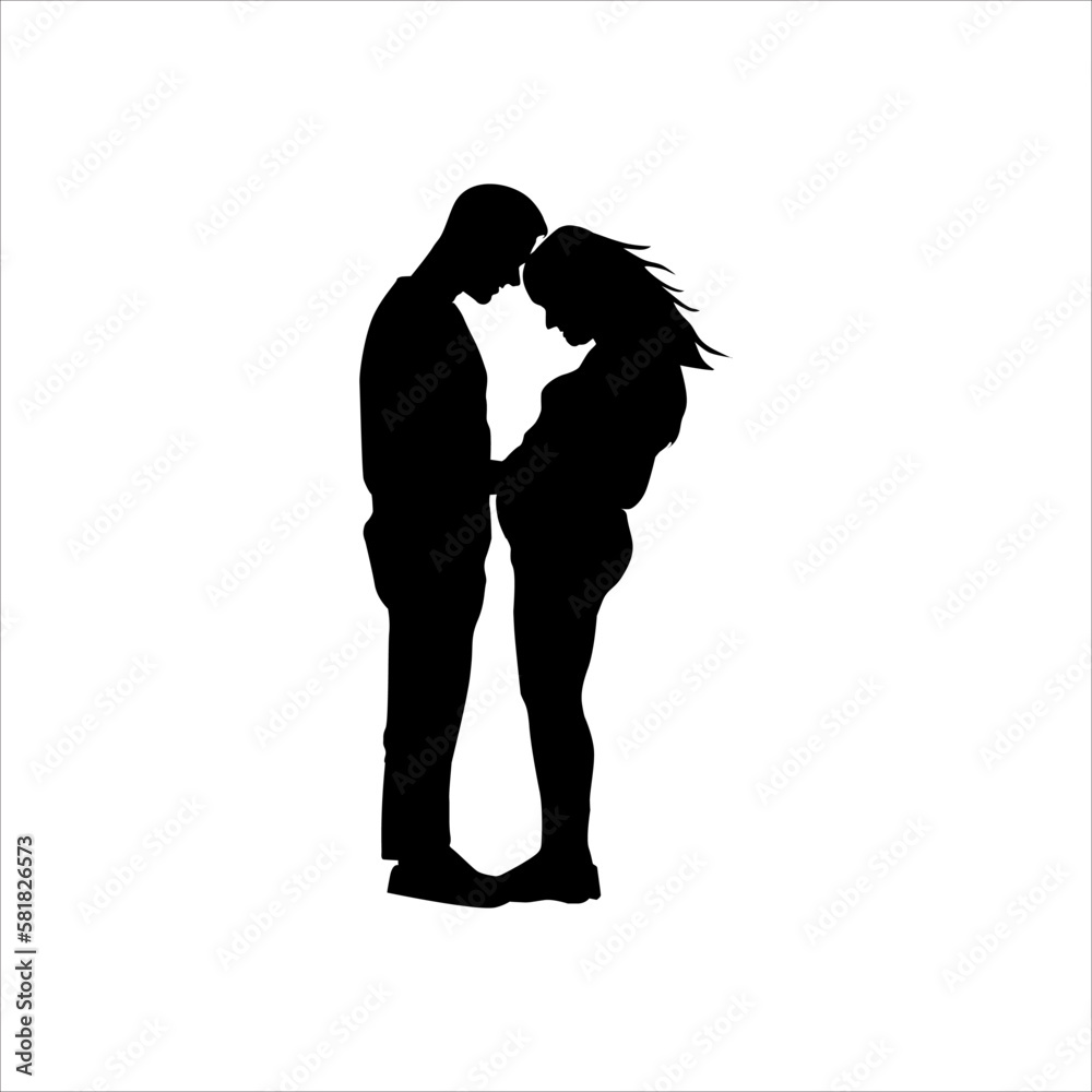 hugging couple silhouette vector design