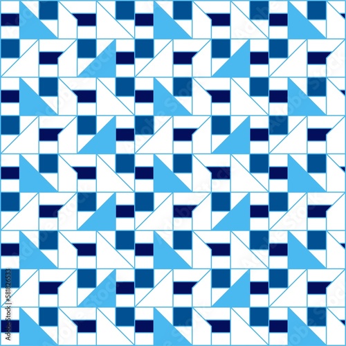 Beautiful of Colorful Blue and White Triangle, Repeated, Abstract, Illustrator Pattern Wallpaper. Image for Printing on Paper, Wallpaper or Background, Covers, Fabrics