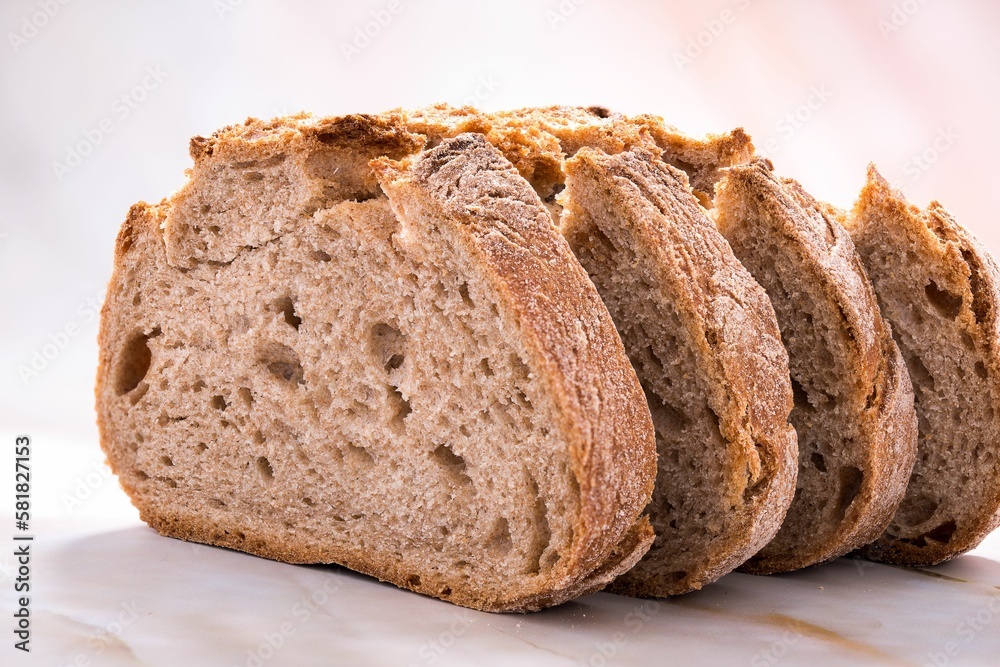 Closeup of delicious homemade bread served on a table Closeup of delicious homemade bread served on a table