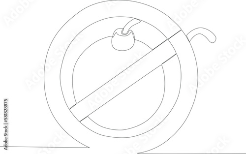 An image of a prohibited explosive device. Anti-terrorism day one line drawing