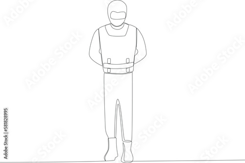 A man wearing a terrorist outfit. Anti-terrorism day one line drawing