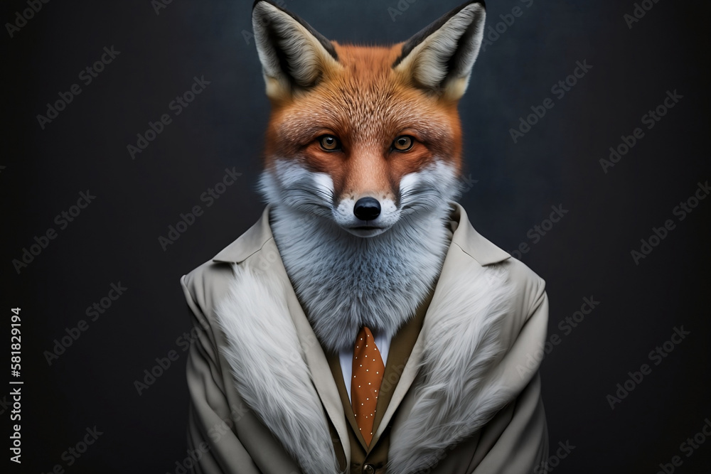 Obraz premium The fox in a business suit: sly and savvy. Generative AI