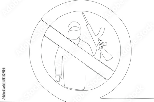 A poster commemorating anti-terrorism day. Anti-terrorism day one line drawing