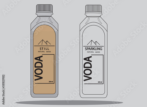 voda relax,water and bottle of water. Colorful set of fruit soda water and bottle of water. Bottle set vector