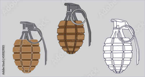 Hand Grenade, Military Grenade Illustration	