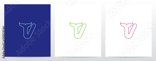 Outlines Fish Tail On Letter Logo Design V