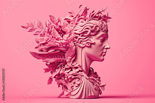 Illustration of a Creative Photo of Hyper Maximalist Woman s Head Sculpture Design  AI Generative