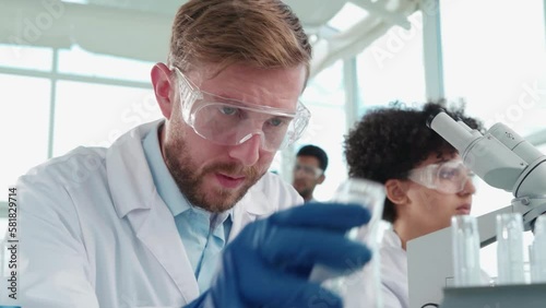 scientist testing samples in a laboratory. close-up.