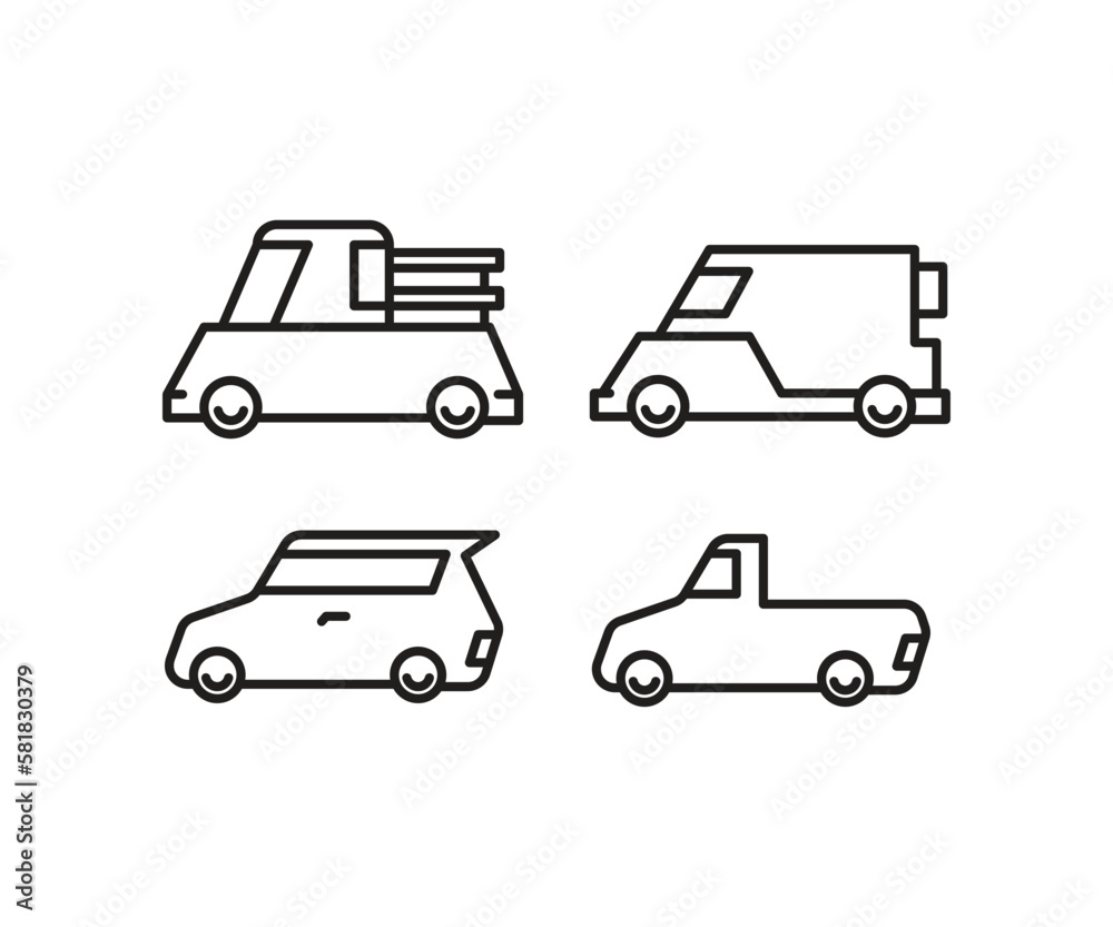 car and transportation line icons set car and transportation line icons set