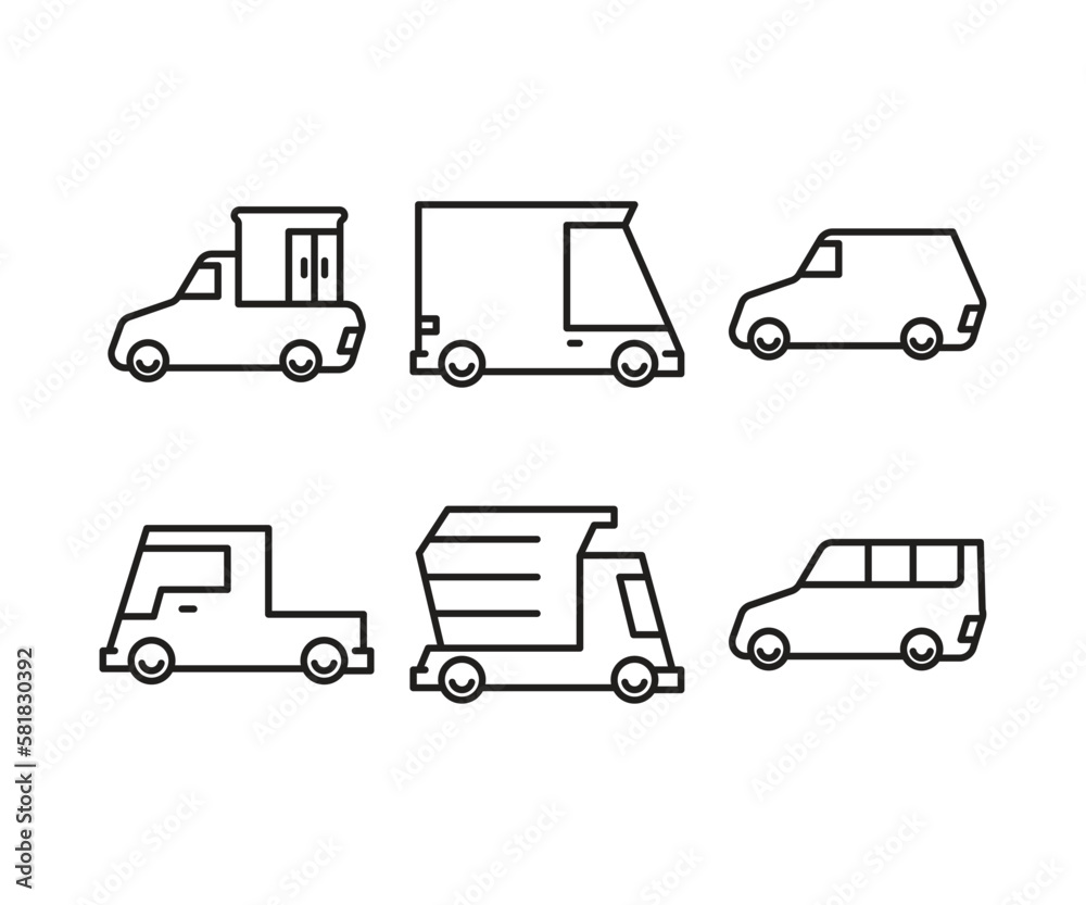 car and transportation line icons set car and transportation line icons set