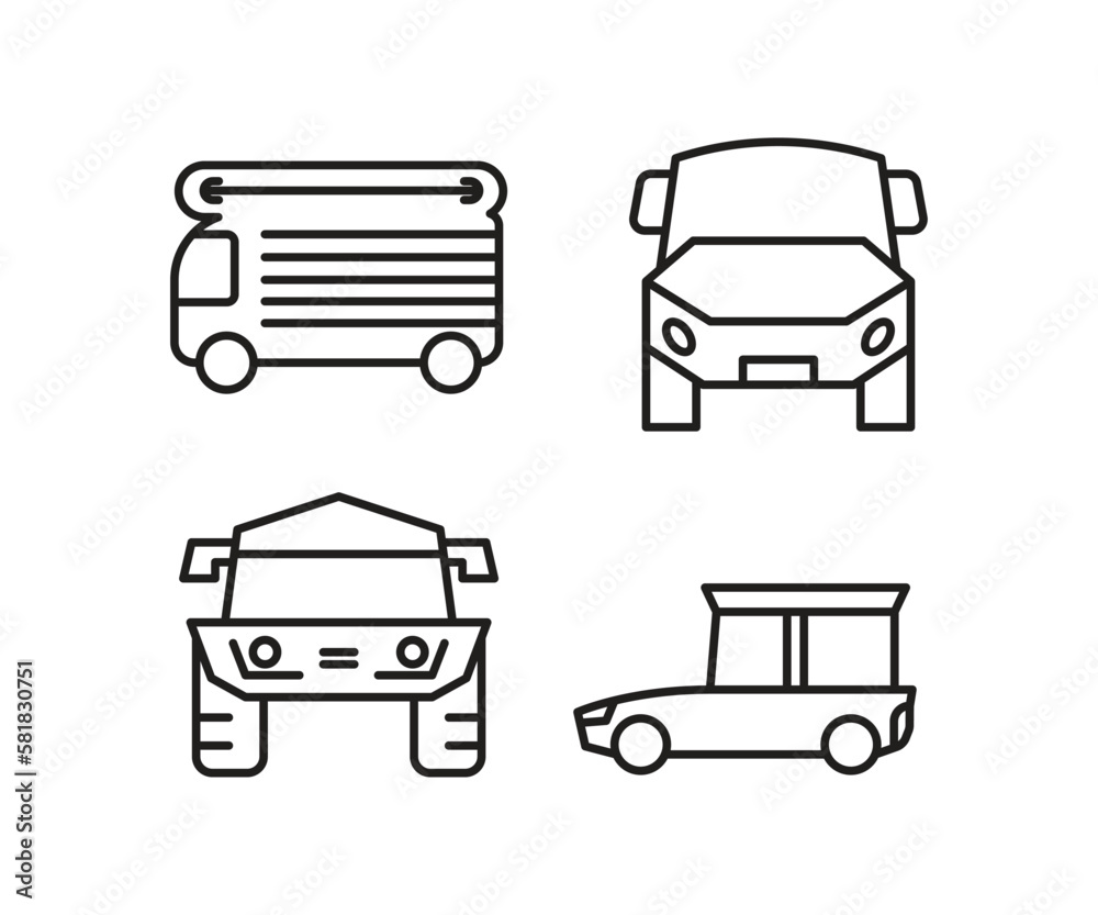 car and vehicle line icons set vector illustration car and vehicle line icons set vector illustration
