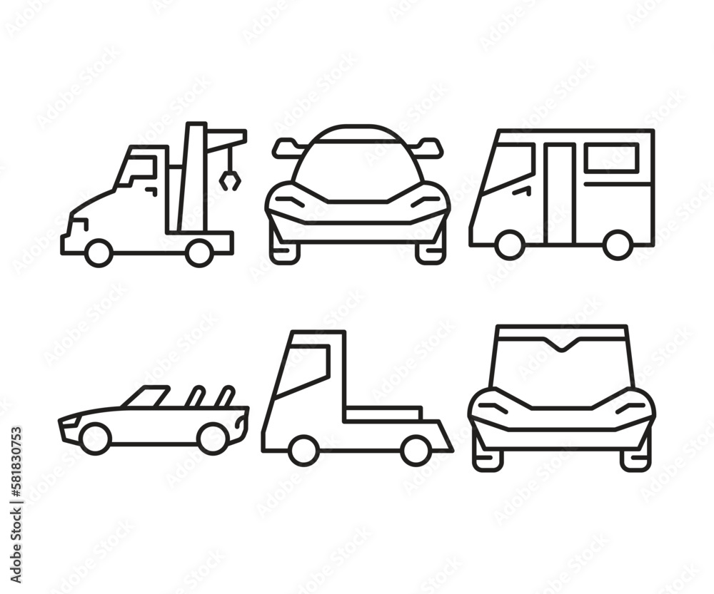 car line icons set vector illustration car line icons set vector illustration