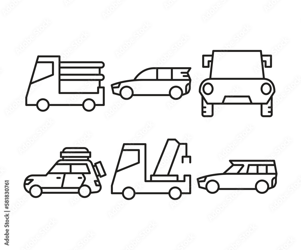 car line icons set vector illustration car line icons set vector illustration