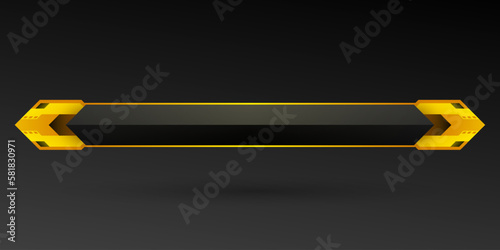 Futuristic golden yellow border game interface screen title lower third banner template