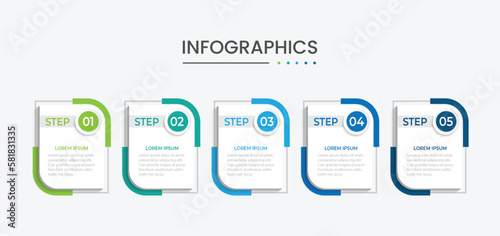 Vector Infographic label design template 5 options or steps.