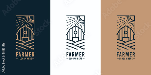 Barn farm monoline logo design