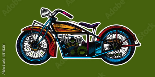 Original vector illustration in vintage style. American motorcycle custom made. T-shirt Design