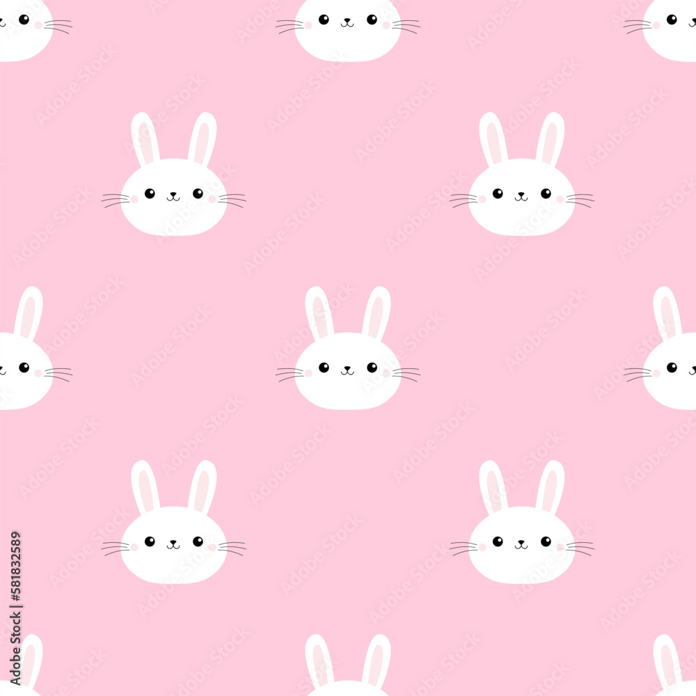 Lovely hand-drawn Easter seamless pattern, cute doodle eggs, pastel color, bunny, great for textiles, banners, wallpaper, wrapping - vector design Happy Easter Egg Hunt 