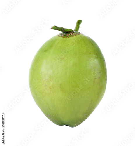 Green coconut isolated on transparent png