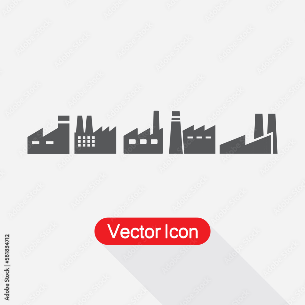 Factory Set Icon, Factory Icon Vector Illustration Eps10 