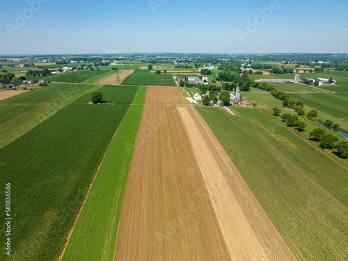 Aerial view of fields in the countryside area